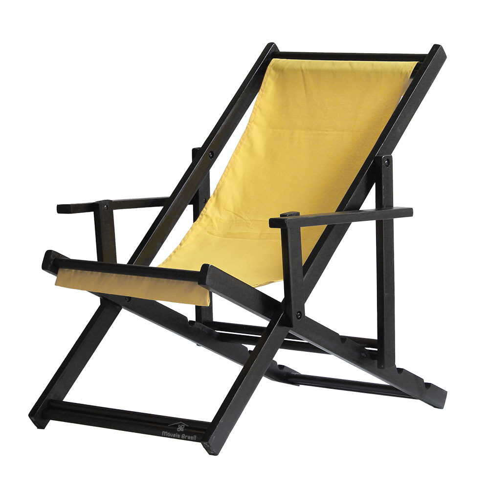 Kit 3 Espreguiçadeiras Dobrável Black CB-Amarelo