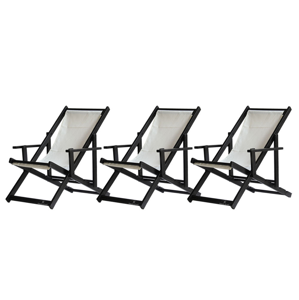 Kit 3 Espreguiçadeiras Dobrável Black CB-Branco