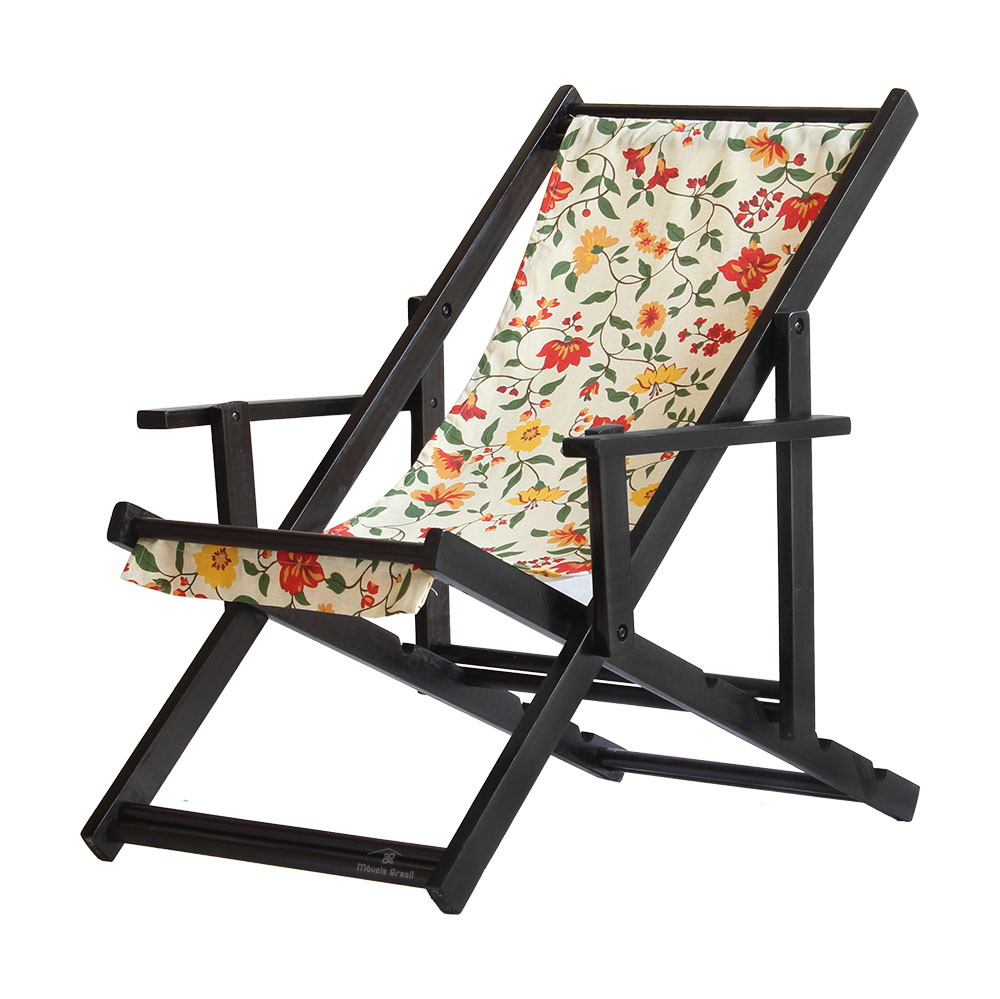 Kit 3 Espreguiçadeiras Dobrável Black CB-Floral