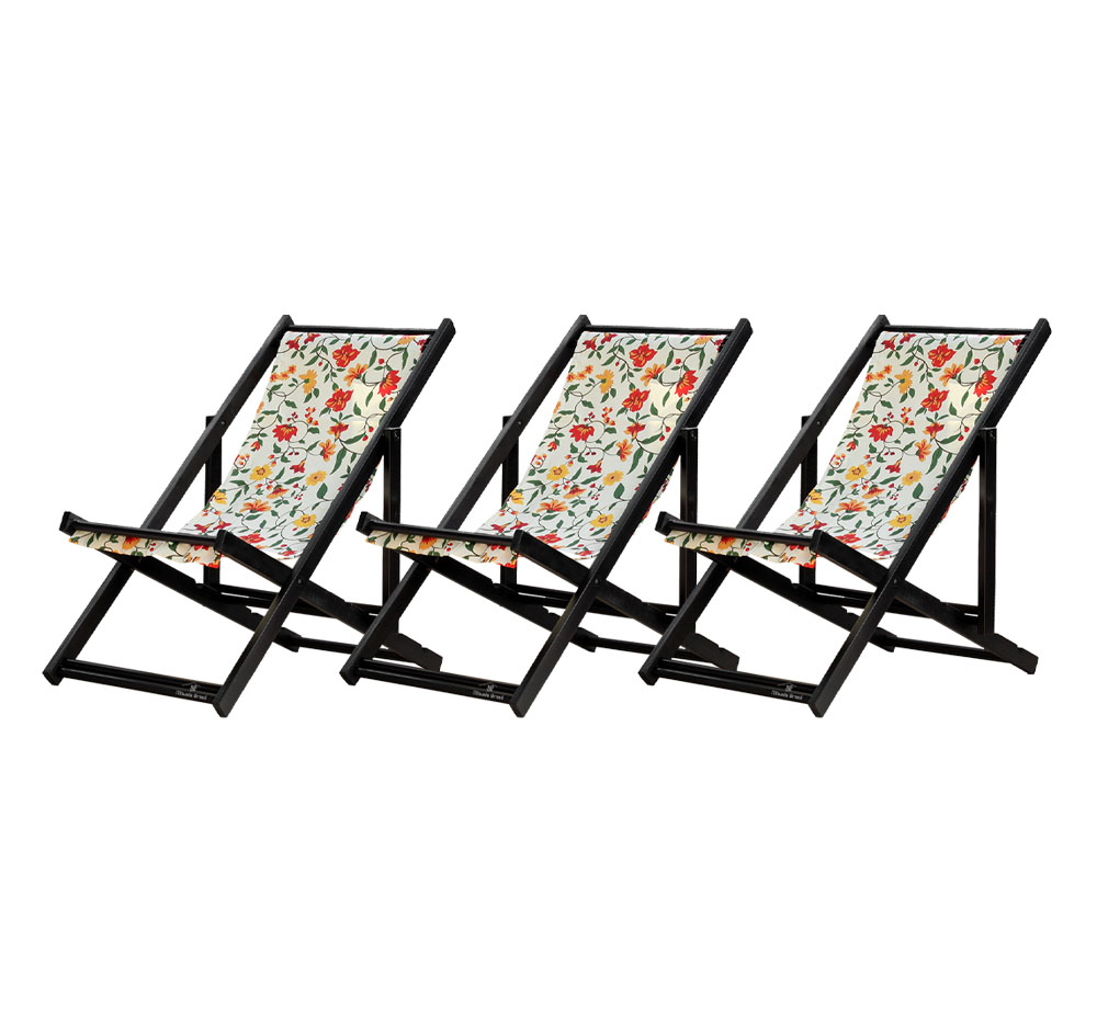 Kit 3 Espreguiçadeiras Dobrável Black SB-Floral