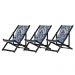Kit 3 Espreguiçadeiras Dobrável Black SB-Folhas Brancas