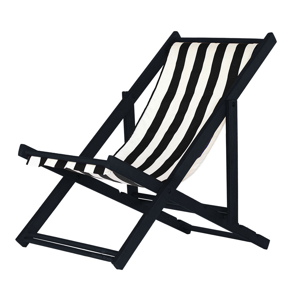 Kit 3 Espreguiçadeiras Dobrável Black SB-L Preto/Branco
