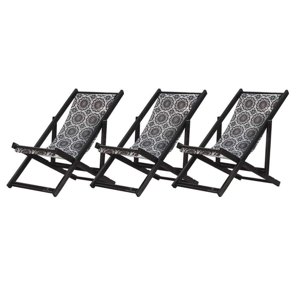 Kit 3 Espreguiçadeiras Dobrável Black SB-Mandala
