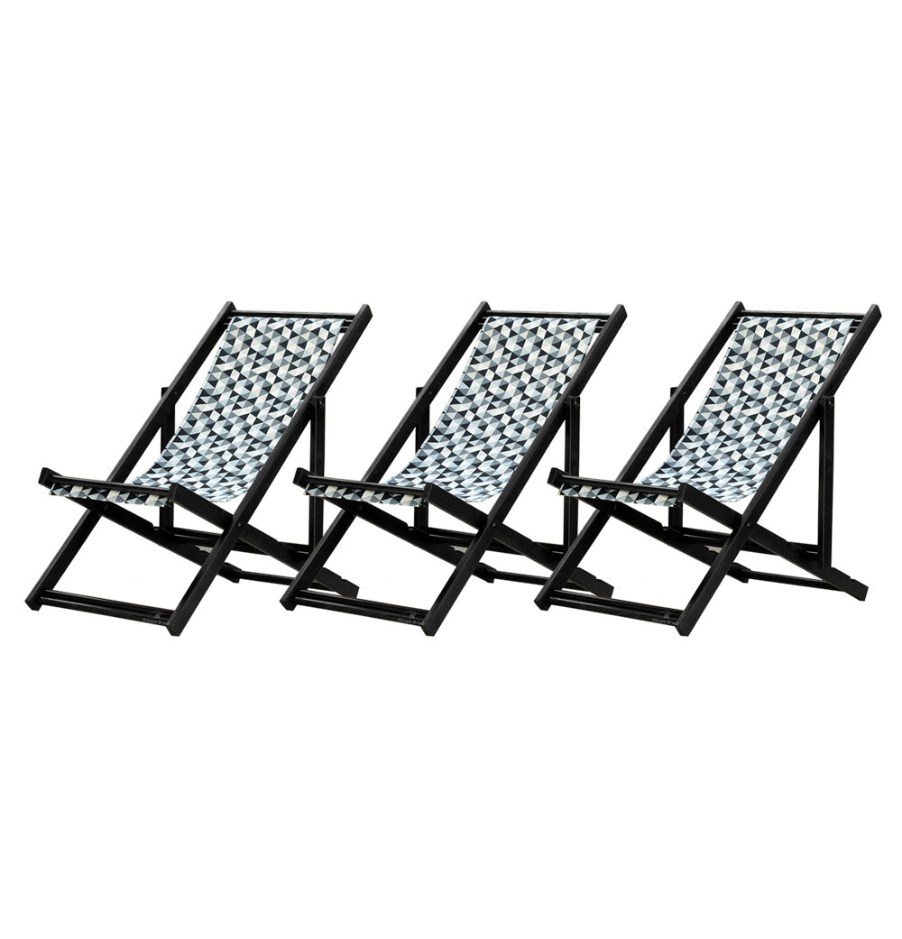 Kit 3 Espreguiçadeiras Dobrável Black SB-Triang Preto