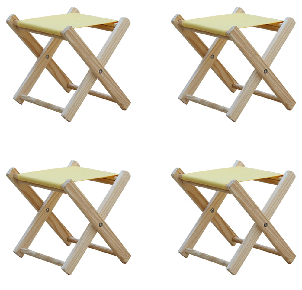 Kit 4 Banquinho de Madeira Banqueta Pescador-Branco