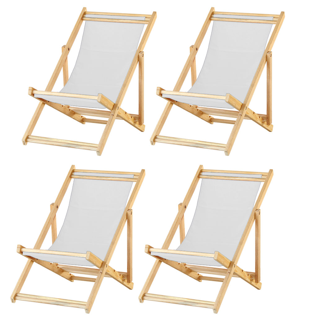Kit 4 Cadeira Espreguiçadeira Dobrável S/B-Branco