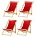 Kit 4 Cadeira Espreguiçadeira Dobrável S/B-Vermelho