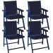 Kit 4 Cadeira Praia Dobrável Madeira Black-Azul Marinho