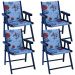 Kit 4 Cadeira Praia Dobrável Madeira Black-Cinza Floral