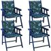 Kit 4 Cadeira Praia Dobrável Madeira Black-Folhas Verdes