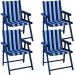 Kit 4 Cadeira Praia Dobrável Madeira Black-List Azul/Branco