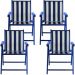 Kit 4 Cadeira Praia Dobrável Madeira Black-List Azul/Branco