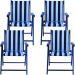 Kit 4 Cadeira Praia Dobrável Madeira Black-List Preto/Branco