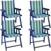 Kit 4 Cadeira Praia Dobrável Madeira Black-List Verde/Branco