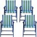 Kit 4 Cadeira Praia Dobrável Madeira Black-List Verde/Branco