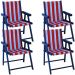 Kit 4 Cadeira Praia Dobrável Madeira Black-List Vermelho/Branco