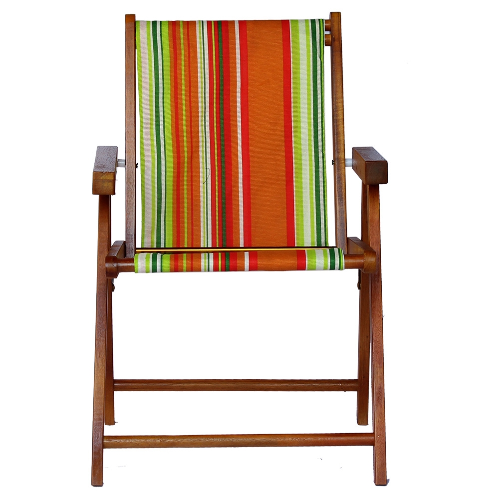 Kit 4 Cadeira Praia Dobrável Madeira Envernizada-List Laranja