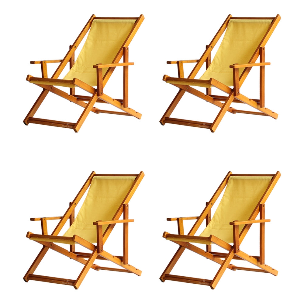 Kit 4 Espreguiçadeira Preguiçosa Dobrável Mel CB-Amarelo