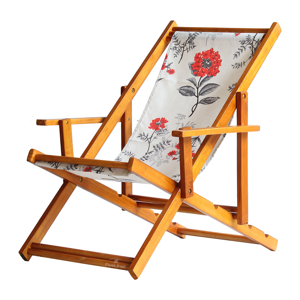Kit 4 Espreguiçadeira Preguiçosa Dobrável Mel CB-Cinza Floral