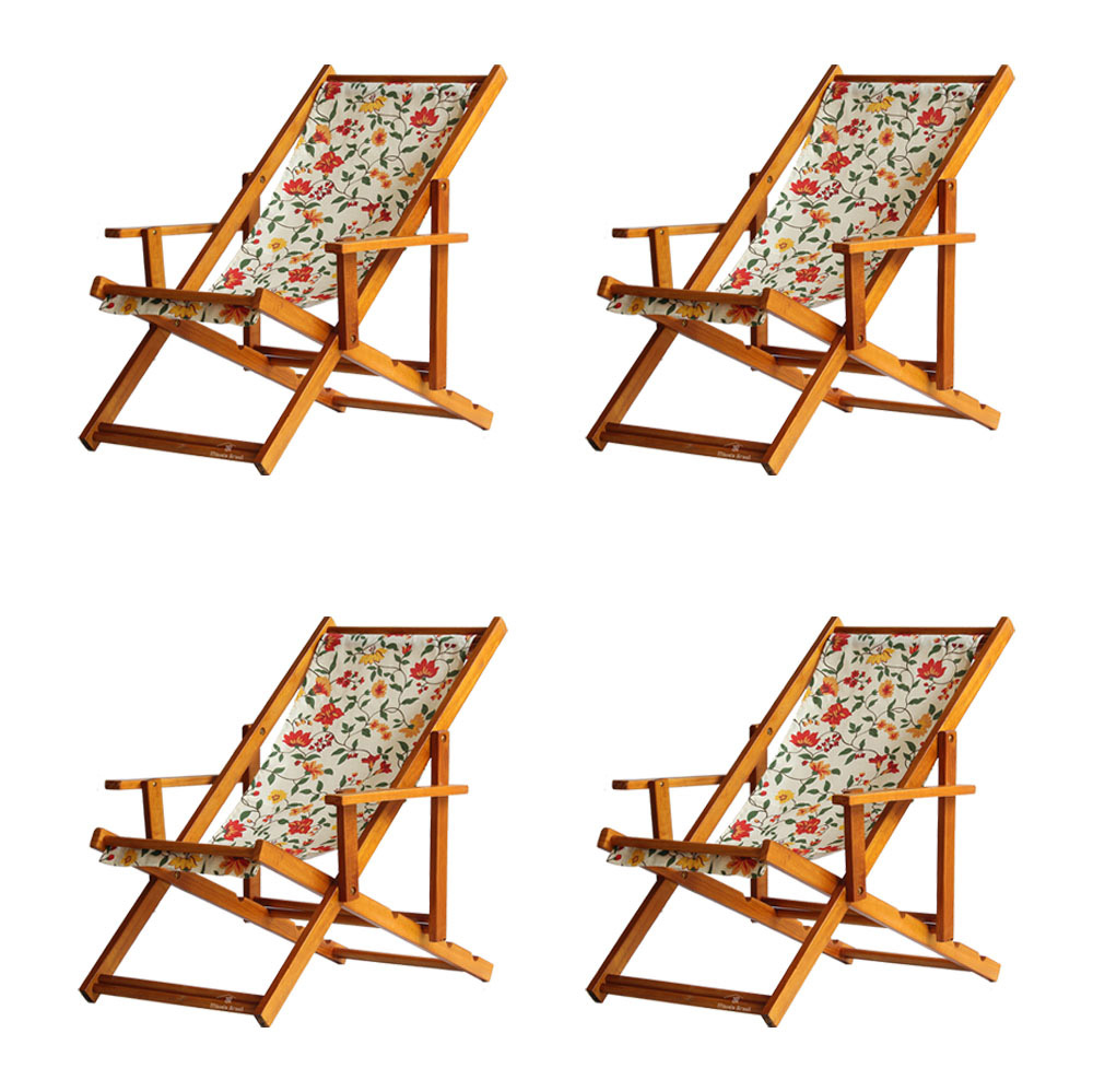 Kit 4 Espreguiçadeira Preguiçosa Dobrável Mel CB-Floral