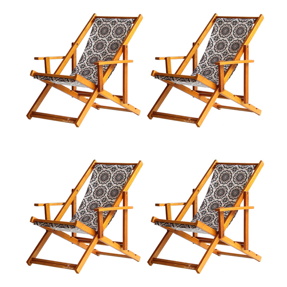 Kit 4 Espreguiçadeira Preguiçosa Dobrável Mel CB-Mandala