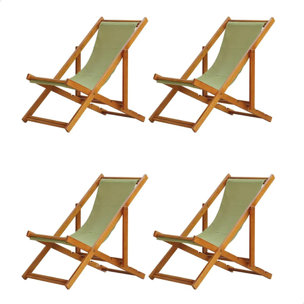 Kit 4 Espreguiçadeira Preguiçosa Dobrável Mel SB-Folhas Verdes