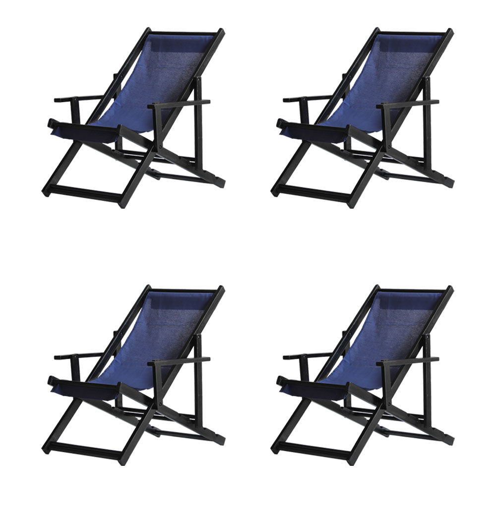 Kit 4 Espreguiçadeiras Dobrável Black CB-Azul Marinho