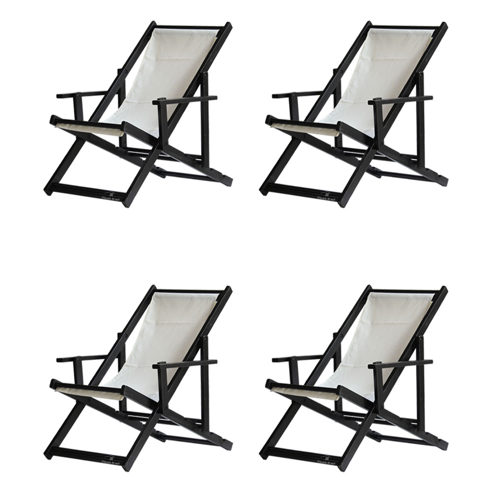 Kit 4 Espreguiçadeiras Dobrável Black CB-Branco