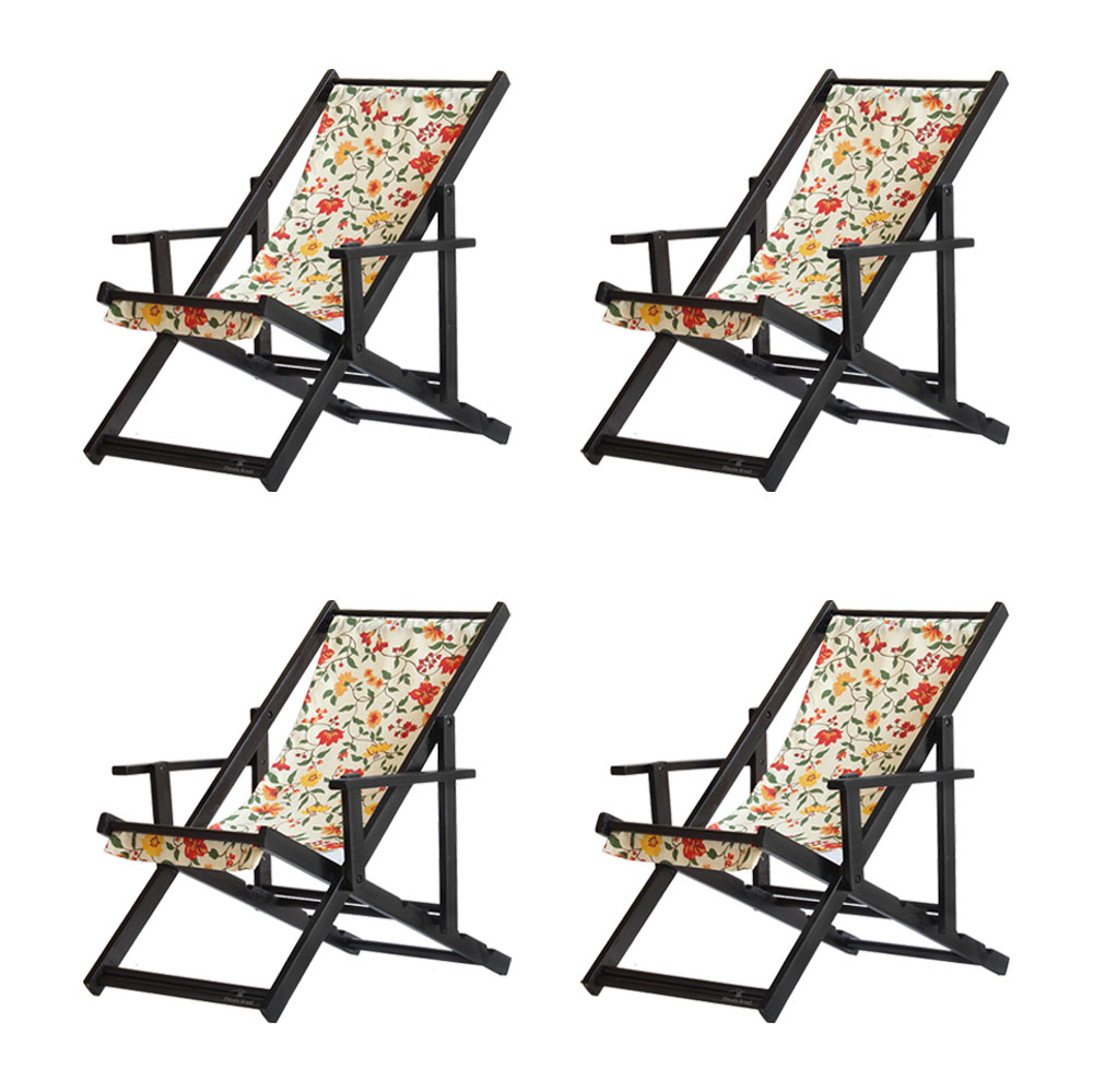 Kit 4 Espreguiçadeiras Dobrável Black CB-Floral