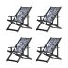 Kit 4 Espreguiçadeiras Dobrável Black CB-Folhas Brancas