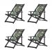 Kit 4 Espreguiçadeiras Dobrável Black CB-Folhas Verdes