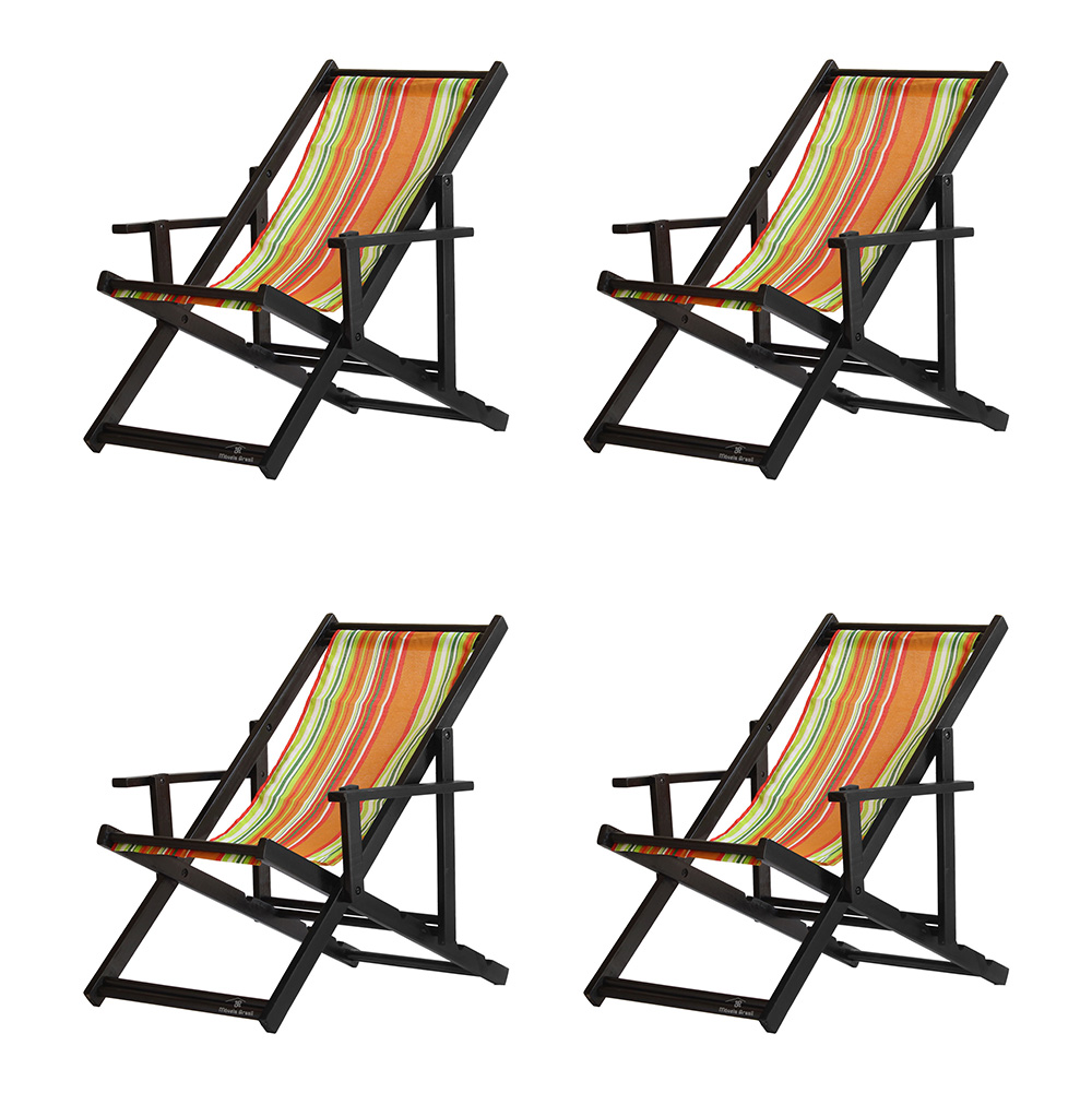 Kit 4 Espreguiçadeiras Dobrável Black CB-L laranja