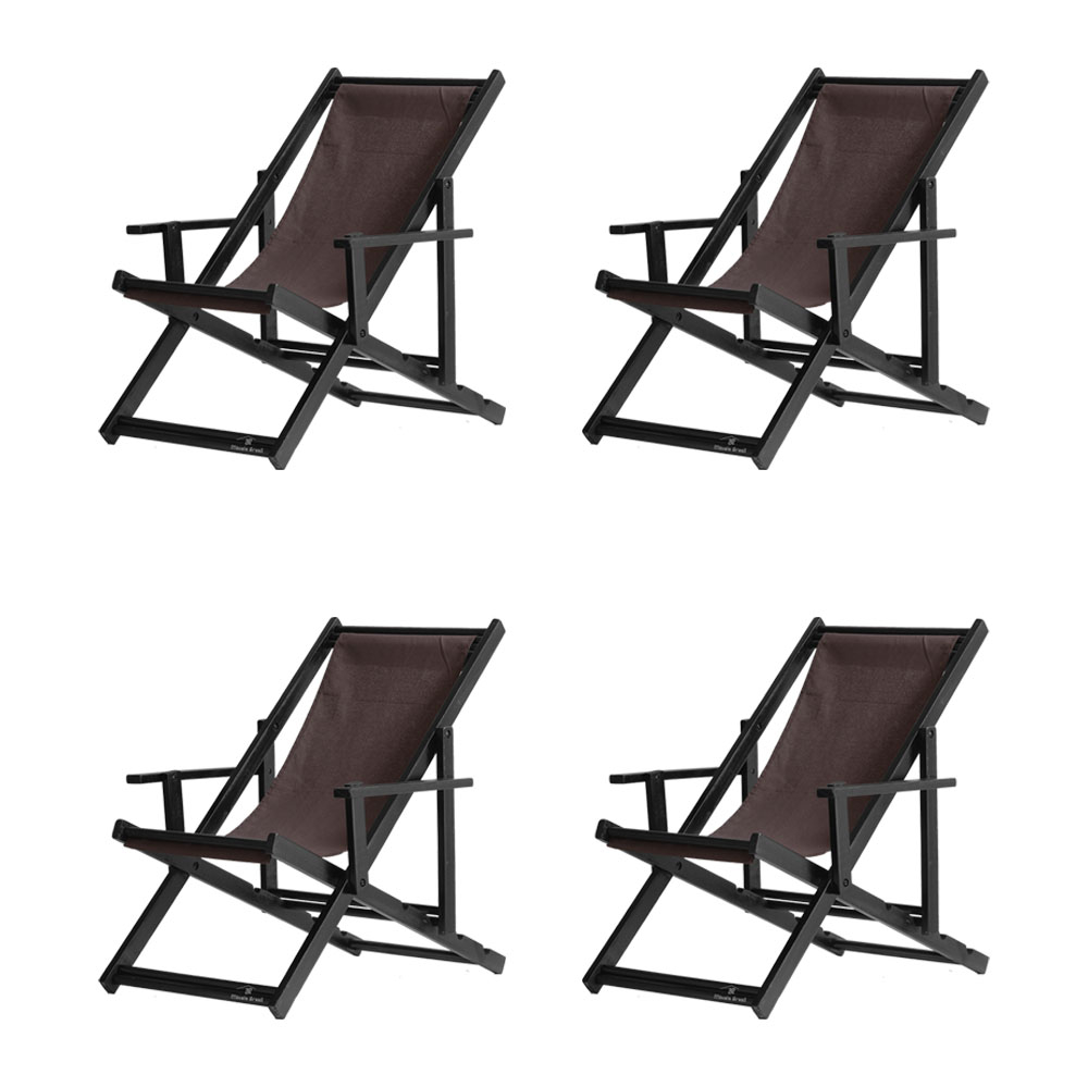 Kit 4 Espreguiçadeiras Dobrável Black CB-Marrom