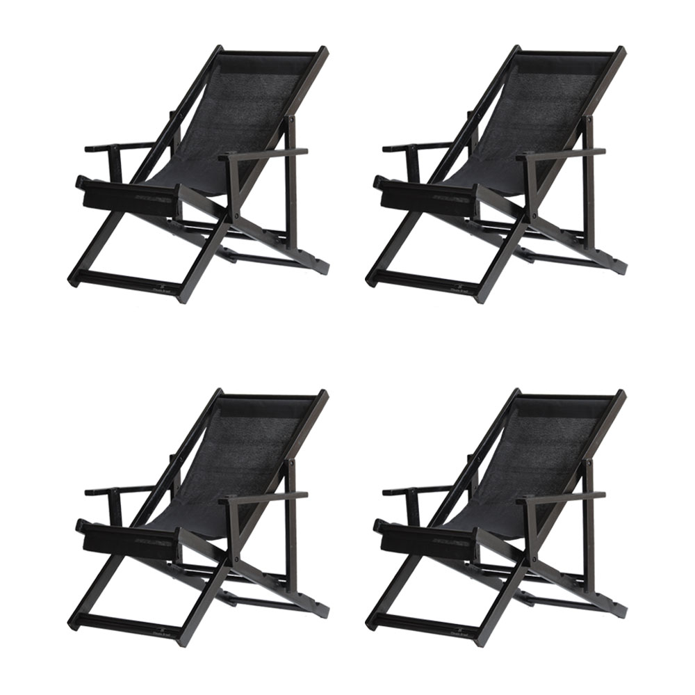 Kit 4 Espreguiçadeiras Dobrável Black CB-Preto
