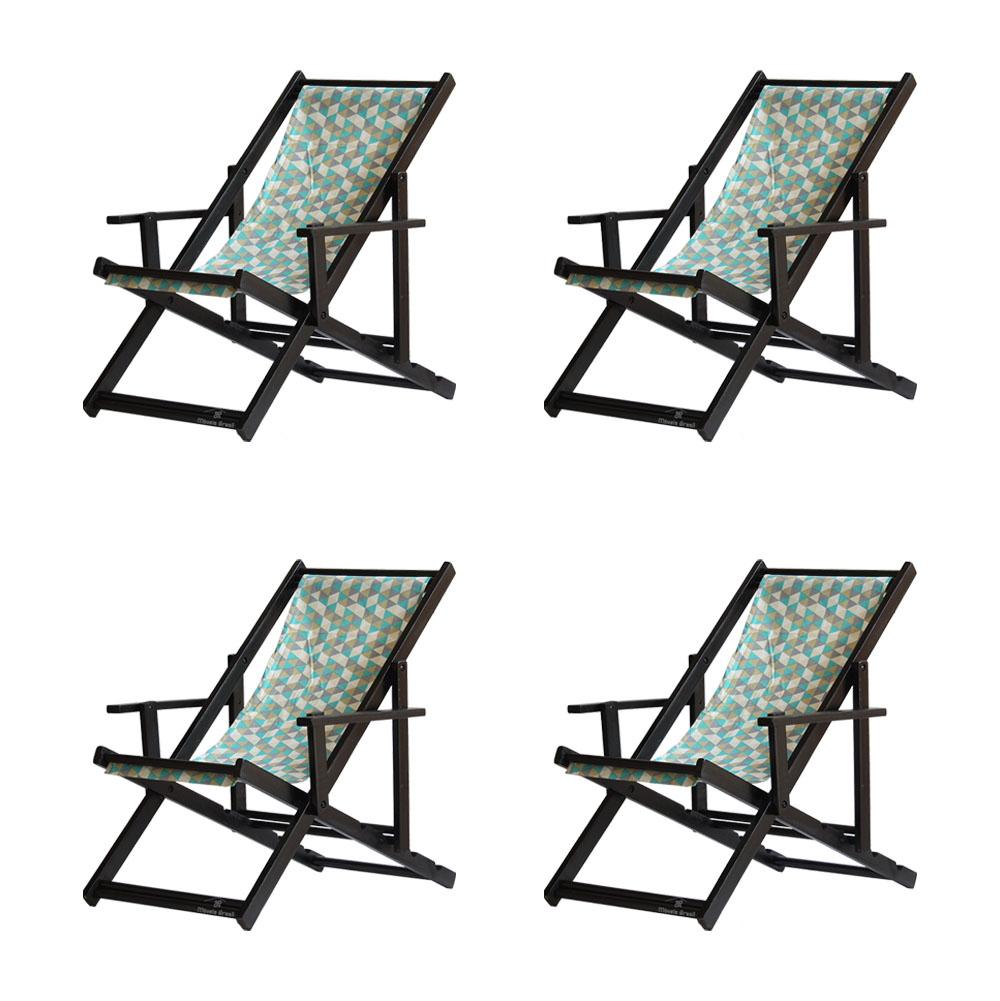 Kit 4 Espreguiçadeiras Dobrável Black CB-Triang Azul