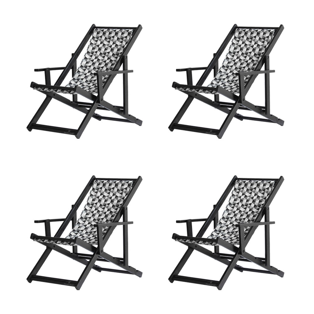 Kit 4 Espreguiçadeiras Dobrável Black CB-Triang Preto