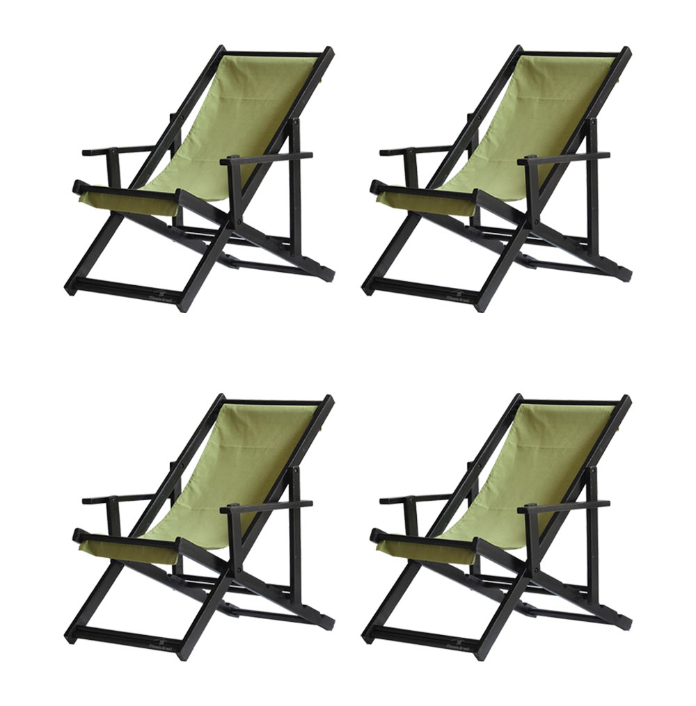 Kit 4 Espreguiçadeiras Dobrável Black CB-Verde