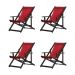 Kit 4 Espreguiçadeiras Dobrável Black CB-Vermelho