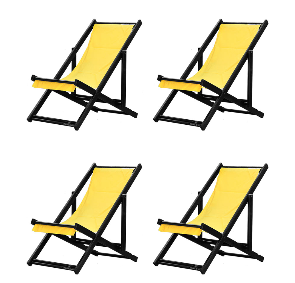 Kit 4 Espreguiçadeiras Dobrável Black SB-Amarelo