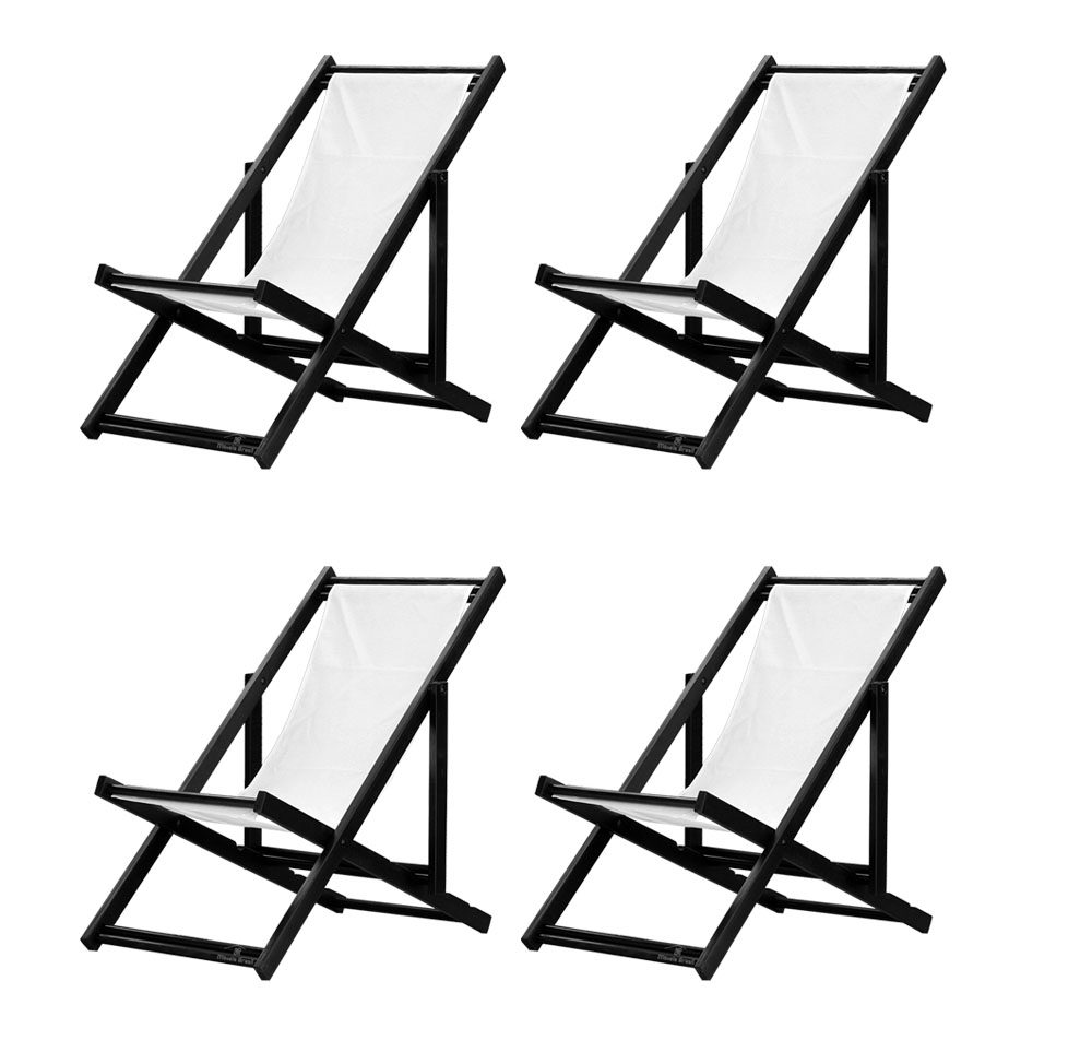 Kit 4 Espreguiçadeiras Dobrável Black SB-Branco