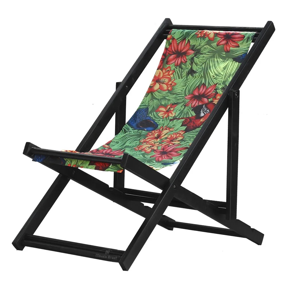 Kit 4 Espreguiçadeiras Dobrável Black SB-Cinza Floral