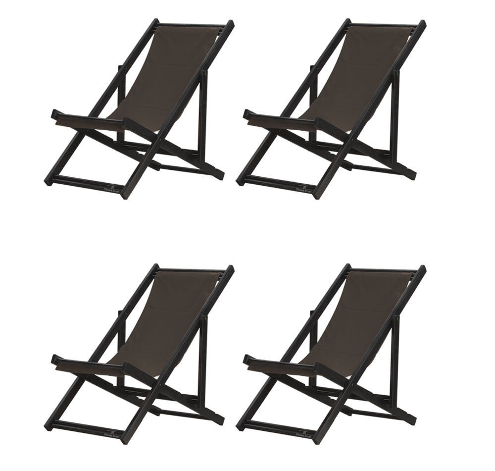 Kit 4 Espreguiçadeiras Dobrável Black SB-Marrom