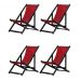 Kit 4 Espreguiçadeiras Dobrável Black SB-Vermelho