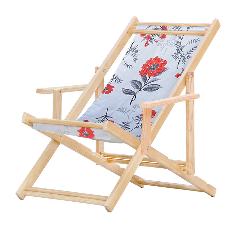 Kit 4 Espreguiçadeiras Preguiçosa Dobrável C/B-Cinza Floral