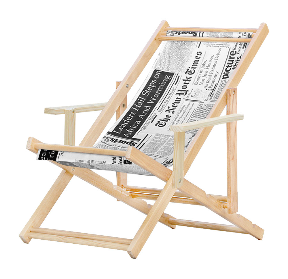 Kit 4 Espreguiçadeiras Preguiçosa Dobrável C/B-Jornal