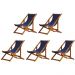 Kit 5 Cadeira Espreguiçadeira Dobrável Mel SB-Azul Escuro