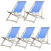 Kit 5 Cadeira Madeira Espreguiçadeira Dobrável SB-Azul