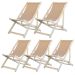 Kit 5 Cadeira Madeira Espreguiçadeira Dobrável SB-Bege