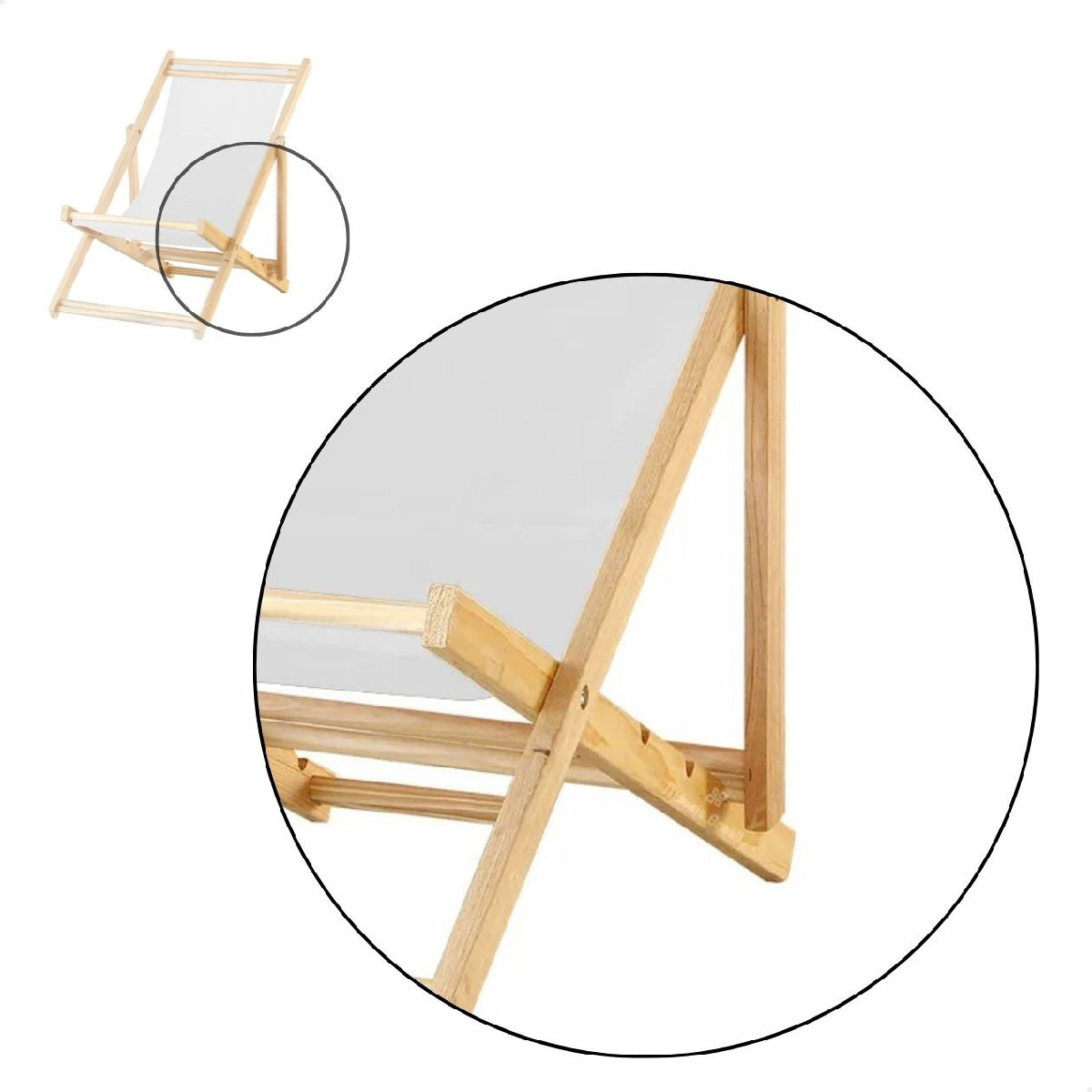 Kit 5 Cadeira Madeira Espreguiçadeira Dobrável SB-Branco