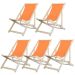 Kit 5 Cadeira Madeira Espreguiçadeira Dobrável SB-Laranja